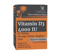Vitamin D3 4000 IU Tablets, 60 Tablets, Vegan, Vegetarian, Halal, Kosher, Allergen-Free, Gelatin and Gluten Free, Non GMO, Made in The UK (2 Months Supply)