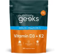 (Vitamin D3 4000 iu & Vitamin K2 MK7 100?g - 1 Year Supply, 365 Easy-Swallow Vitamin D3 K2 Tablets, 1) Nutrition Geeks Vitamin D3 4000 iu & Vitamin K2 MK7 100μg 365