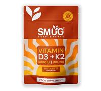 Vitamin D3 4000 iu & Vitamin K2 MK7 100μg - 1 Year Supply - 365 British Made Vitamin D3 K2 Tablets, High Strength Vegetarian D3 and K2 Vitamin by Smug Supplements