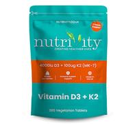 Vitamin D3 4000 IU & Vitamin K2 MK7 100µg | 365 High Strength Vitamin D3 K2 Vegan Tablets | 1 Year Supply D3 and K2 Supplements | Bone, Muscle & Immune Support | Halal | Gluten & Dairy Free | UK Made