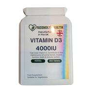 Vitamin D3 4000IU - 365 Day Supply - 365 Tablets - Easy to Swallow 8mm Micro Vitamin D Tablets - Vegetarian Friendly VIT D Supplement - Made in The UK - Gentle Cholecalciferol Form