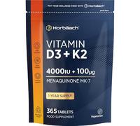 Vitamin D3 4000iu and Vitamin K2 MK7 100ug | 365 Tablets (1 Year Supply) | High Strength Vegetarian Supplement | Immune System & Bone Support | by Horbaach
