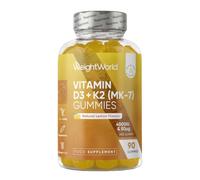 Vitamin D3 4000IU & K2 MK-7 50μg - 90 Sugar-Free Gummies - 3 Months Supply | Natural Lemon Flavour - Bioavailable Forms - No Water Needed - Gluten-Free & Vegetarian Vitamin D3 K2 Gummies for Adults