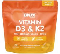 Vitamin D3 4000iu & Vitamin K2 100ug (MK7) - 1 Year Supply - 365 Easy-Swallow Vitamin D3 K2 Tablets 1-A-Day High Strength Vegetarian D3 and K2 Vitamin Supplements, Made in The UK, Vitamin D Tablets