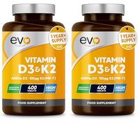 Vitamin D3 4000iu & Vitamin K2 100ug MK7 | 400 Vegetarian Tablets - 1 Year Supply | Cholecalciferol & Menaquinone | Made in the UK (Pack of 2)
