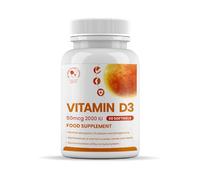 Vitamin D3 50 MCG: 60 Softgels: 1 Month Supply, High Strength, UK Made, Cholecalciferol + Sunflower Oil, 4000iu (100μg), Immune, Bone, Teeth & Muscle Support, Gluten-Free, GMO-Free