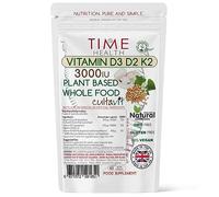 Vitamin D3, D2, K2, Natural Wholefood Plant Based 3000IU - Zero Additives - Pullulan (60 Capsule Pouch)