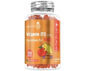 Vitamin D3 for Kids - 120 Tasty Gummies - 1000IU Supplement for Healthy Bones & Teeth