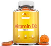 Vitamin D3 Gummies 4000IU Adults - 90 Vegetarian Gummies - Natural Orange Flavour - Chewable VIT D Gummy Supplement - Made in The UK - Nu U Nutrition