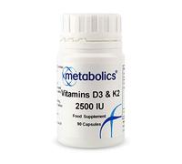 Vitamin D3 & K2 - 2500 IU | High Absorption Vegetarian Supplement | UK Made | Supports Bones, Teeth & Immune System | 60 Vegetable Capsules | No Caking Agents or Fillers