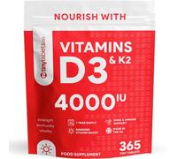 Vitamin D3 K2 | 365 Tiny D3 Tablets for 1 Year Long Supply | Vitamin D Tablets 4000 IU | Bone and Joint Support Multivitamin for Women and Men | Promotes Cardio Wellness | Vitamin D with K2