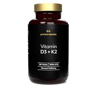 Vitamin D3 + K2, 4000 IU Vitamin D3, 100μg Vitamin K2, High Potency Vitamin Supplement, Supports Bone Health & Immune System Function, Vegetarian, 180 Tablets (6 Month Supply) - Protein Works