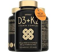 Vitamin D3 K2 Capsules - High Strength - for Strong Bones, Teeth, Immunity