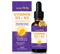 Vitamin D3 K2 Drops 4000iu Fast Absorbing MCT Oil for Immunity & Bones, 5-Month Supply High Strength Natural Berry Flavour Supplement for Adults & Ki