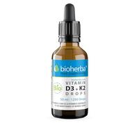 Vitamin D3 + K2 Drops by Bioherba | Vegan Liquid Supplement with No Additives 50 ml