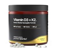Vitamin D3+K2 - Gold Innovation, 4000IU Vitamin D3, 100μg Vitamin K2, High Potency Vitamin Supplement, Supports Bone Health & Immune System Function, 180 Tablets, 6 Month Supply | Protein Works