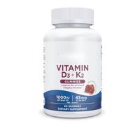 Vitamin D3 K2 Gummies, Dietary Supple3ment, Pomegranate Flavour - 60 Count