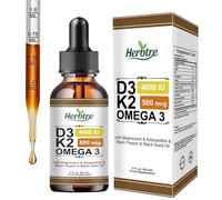 Vitamin D3 + K2 Liquid Drops | High-Strength D3 with K2 (MK-7) | Omega-3 DHA/EPA, Astaxanthin, Black Seed Oil, Algal DHA | Immune & Bone Health Support | 60 ml Vegan Liquid Drop