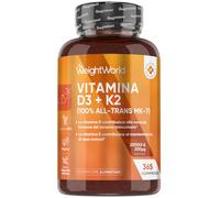 Vitamin D3 + K2 Tablets | 2000IU Vitamin D3 (Cholecalciferol) | 200mcg Vitamin K2 (Menaquinone) | with 100% All-Trans MK-7 | 365 Vegan Tablets | 6mm Micro-Tablet | 1 Year Supply
