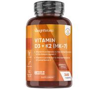 Vitamin D3 K2 Tablets | 365 Tablets | 1 Year Supply | 2000IU Vitamin D3 Chole...