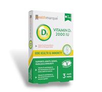 Vitamin D3 Tablets 2000iu 3 Month Supply - Premium Grade Vitamin D Supplements by Healthmarque UK; 50mcg, 90 Tablets, Bone, Muscle & Immune Support
