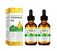 Vitamin E Oil 60 ml, Pure and Organic Vitamin E Oil for Skin, Face, Hair, Nails and Scars, Intensive Care for Dry Skin, Anti-Ageing, Moisture & Regeneration - 75,000 IU (2)