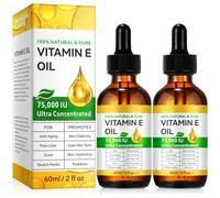 Vitamin E Oil for Skin and Face, Pure Vitamin E Hair Oil, Natural Nourishing Body Oil for Deep Hydration, Vitamin E for Scars-Anti-Aging and Firming Skin, Anti-Drying, Reducing Fine Lines (2 Pack)