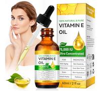 Vitamin E Oil for Skin and Face, Pure Vitamin E Hair Oil, Natural Nourishing Body Oil for Deep Hydration, Vitamin E for Scars-Anti-Aging and Firming Skin, Anti-Drying, Reducing Fine Lines 60ml