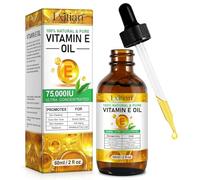 Vitamin E Oil for Skin, Face, Cuticles, 75,000 IU, 100% Organic Pure Natural Vitamin E Oil for Scars & Stretch Marks, Moisturizing Dry Skin & Winkles, Firming, Repairs & Protects, Non-Greasy, 2 Fl Oz