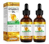 Vitamin E Oil for Skin, Face, Hair, Body, Nails, Organic Vitamin E Oil for Scars, 100% Pure and Natural Blend 75,000 IU for Dry Skin, Wrinkles, Stretch Marks, Easy to Absorb, 4 Fl Oz (Pack of 2)
