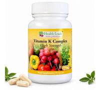 Vitamin K Complex 450mcg | K1 & K2 MK-7 | 90 Caps | Health Leads | 300mcg K1 + 150mcg K2 MK-7. Supports bones & blood clotting (EU claim). Vegan, Wales.