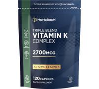 Vitamin K Complex Capsules 2700ug | Vitamin K2 MK-4 + K1 | High Strength Triple Blend of K1 + K2 | 120 Count | Full Spectrum Vitamin K Supplement | by Horbaach