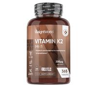 Vitamin K2 MK7 200mcg - 1 Year Supply - 365 Vegan Tablets - 1 per Day - Bioavailable Form - Non-GMO & Magnesium Stearate-Free K2 Vitamin Supplements - Made in The UK