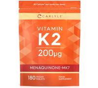 Vitamin K2 MK7 200ug | 180 Vegan Tablets | Menaquinone-MK7 | Contributes to Normal Blood Clotting and Bone Support | By Carlyle