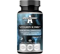 Vitamin K2 MK7 60 Vegan Tablets - 100 µg per Portion - Up to 4-Month Supply - for Bone Health and Blood Clotting Support - Dietary Supplement - by Apollo’s Hegemony