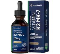 Vitamin K2 MK7 Drops 200ug - 50 ml | High Strength Vitamin K2 as Menaquinone MK7 - Peppermint Flavour - Vegan Liquid Food Supplement - by Horbaach