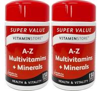 Vitamin Store A-Z Multivitamins & Minerals Tablets - 300 Tablets (2 x 150) - 10 Month Supply - Daily Immune System Support, Energy & General Health