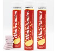 Vitamin Store Effervescent Multivitamins - 3 Packs of 20 Blackcurrant Flavour Fizzy Dissolvable Tablets - Vitamins A, C, D, E, K, B1, B2, B6 B12, Folic Acid - 2 Month Supply (60 Effervescent Tablets)