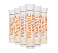 Vitamin Store Vitamin C and Zinc Effervescent Tablets, Orange Flavoured, Suitable for Vegans, 6 Packs of 20