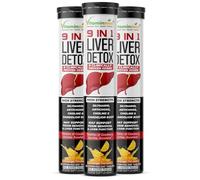 Vitaminnica 9-in-1 Liver Detox - 60 Effervescent Tablets - Orange Flavour | Advanced Liver Cleanse & Support Formula with Silymarin, Dandelion, Turmeric & More | Promotes Detox, Digestion & Energy