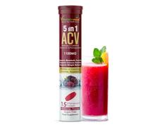Vitaminnica ACV 5in1 Moringa Effervescent Tablets- 1100mg | Mixberries Flavor | Natural Energy & Immunity Booster with Antioxidants to Control Cravings -15 Tablets (1)