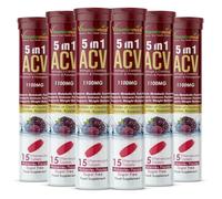 Vitaminnica ACV 5in1 Moringa Effervescent Tablets- 1100mg | Mixberries Flavor | Natural Energy & Immunity Booster with Antioxidants to Control Cravings -15 Tablets (6) Organic Apple Cider Vinegar