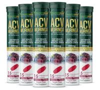 Vitaminnica ACV Moringa 15 Effervescent Tablets 500mg Apple Cider Vinegar with No Added Sugar for Gut Health | Weight Loss | Reduces Stress | Mixberries Flavour (6)