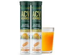 Vitaminnica ACV Moringa 15 Effervescent Tablets 500mg Apple Cider Vinegar with No Added Sugar for Gut Health | Weight Loss | Reduces Stress | Orange Flavour (2)