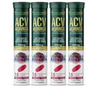 Vitaminnica ACV Moringa 15 Effervescent Tablets 500mg Apple Cider Vinegar with No Added Sugar for Gut Health | Weight Loss | Reduces Stress | Mixberries Flavour (4)