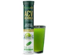 Vitaminnica ACV Moringa 15 Effervescent Tablets 500mg Apple Cider Vinegar with No Added Sugar for Gut Health | Weight Loss | Reduces Stress | Green Apple Flavour (1)