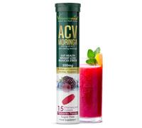 Vitaminnica ACV Moringa 15 Effervescent Tablets 500mg Apple Cider Vinegar with No Added Sugar for Gut Health | Weight Loss | Reduces Stress | Mixberries Flavour (1)
