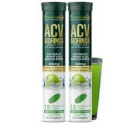 Vitaminnica ACV Moringa 15 Effervescent Tablets 500mg Apple Cider Vinegar with No Added Sugar for Gut Health | Weight Loss | Reduces Stress | Green Apple Flavour (2)
