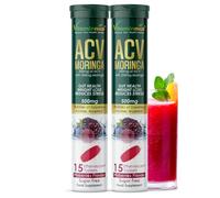 Vitaminnica ACV Moringa 15 Effervescent Tablets 500mg Apple Cider Vinegar with No Added Sugar for Gut Health | Weight Loss | Reduces Stress | Mixberries Flavour (2)