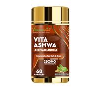 Vitaminnica Ashwagandha Capsules 500mg (5:1 Extract with with 10% Withanolides)- 100% Pure Withania Somnifera Root Extract - Natural Stress Relief, Energy & Stamina Booster - 60 Veg Capsules